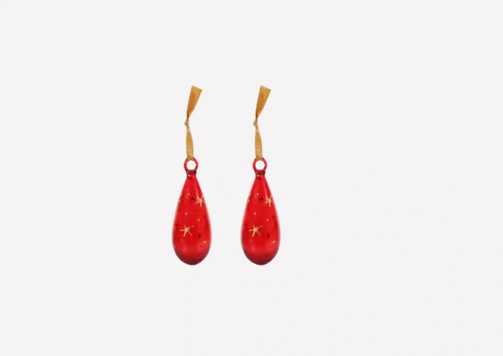 Red Glass Tear Drop Decorations