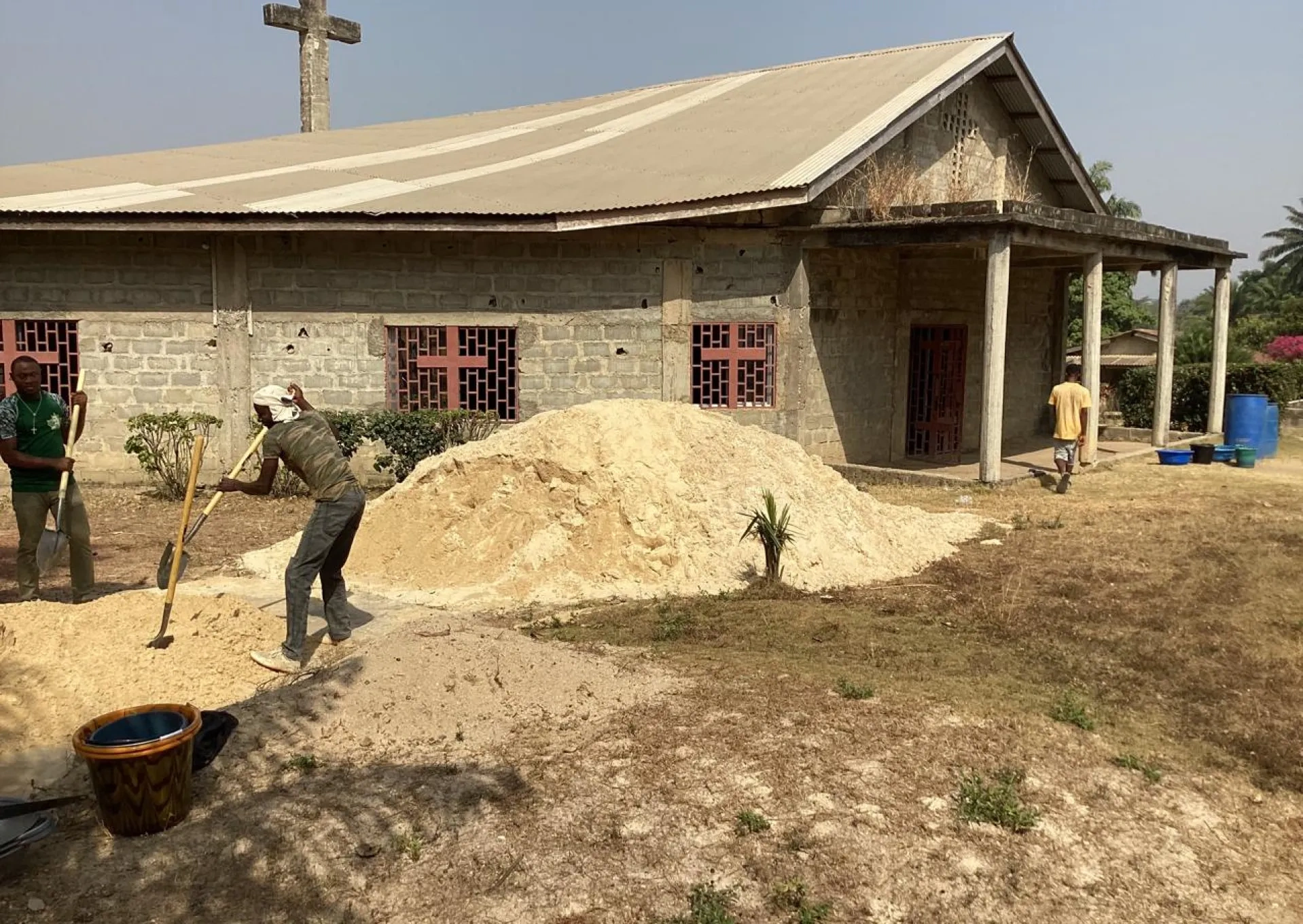 A church under construction in Liberia