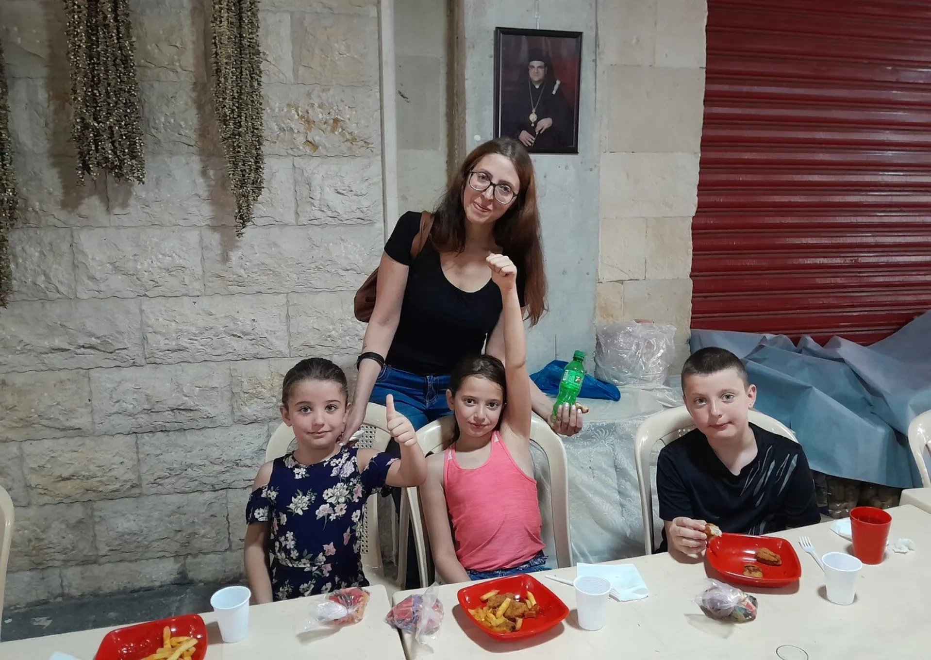 Lebanese children in need eating a hot meal