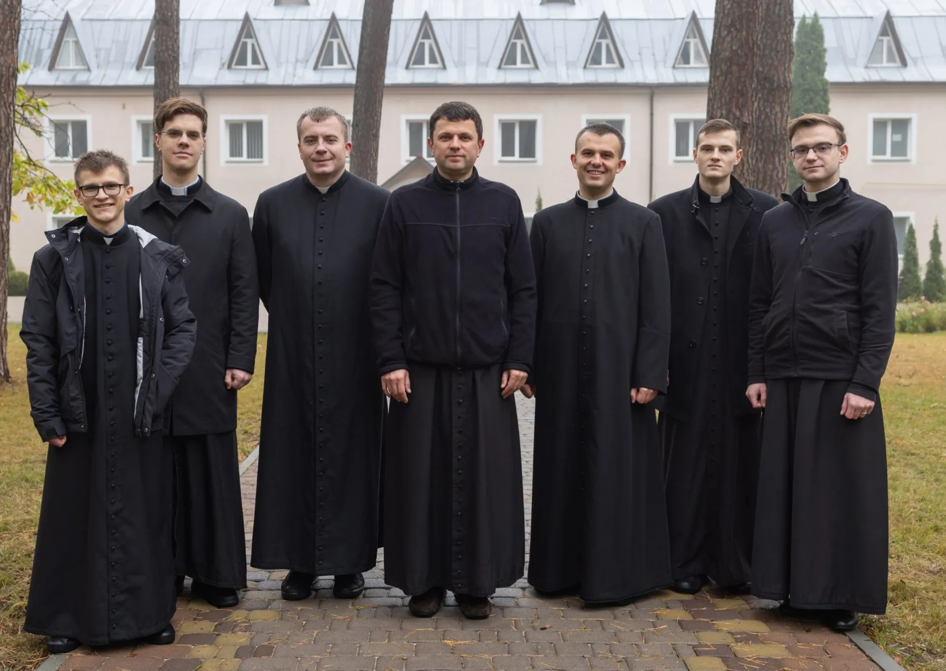 Priest with seminarians at the Seminary in Ukraine