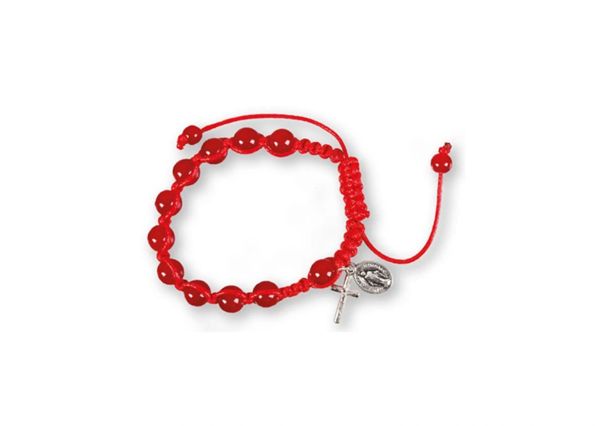 Red Macrame Rosary Bracelet