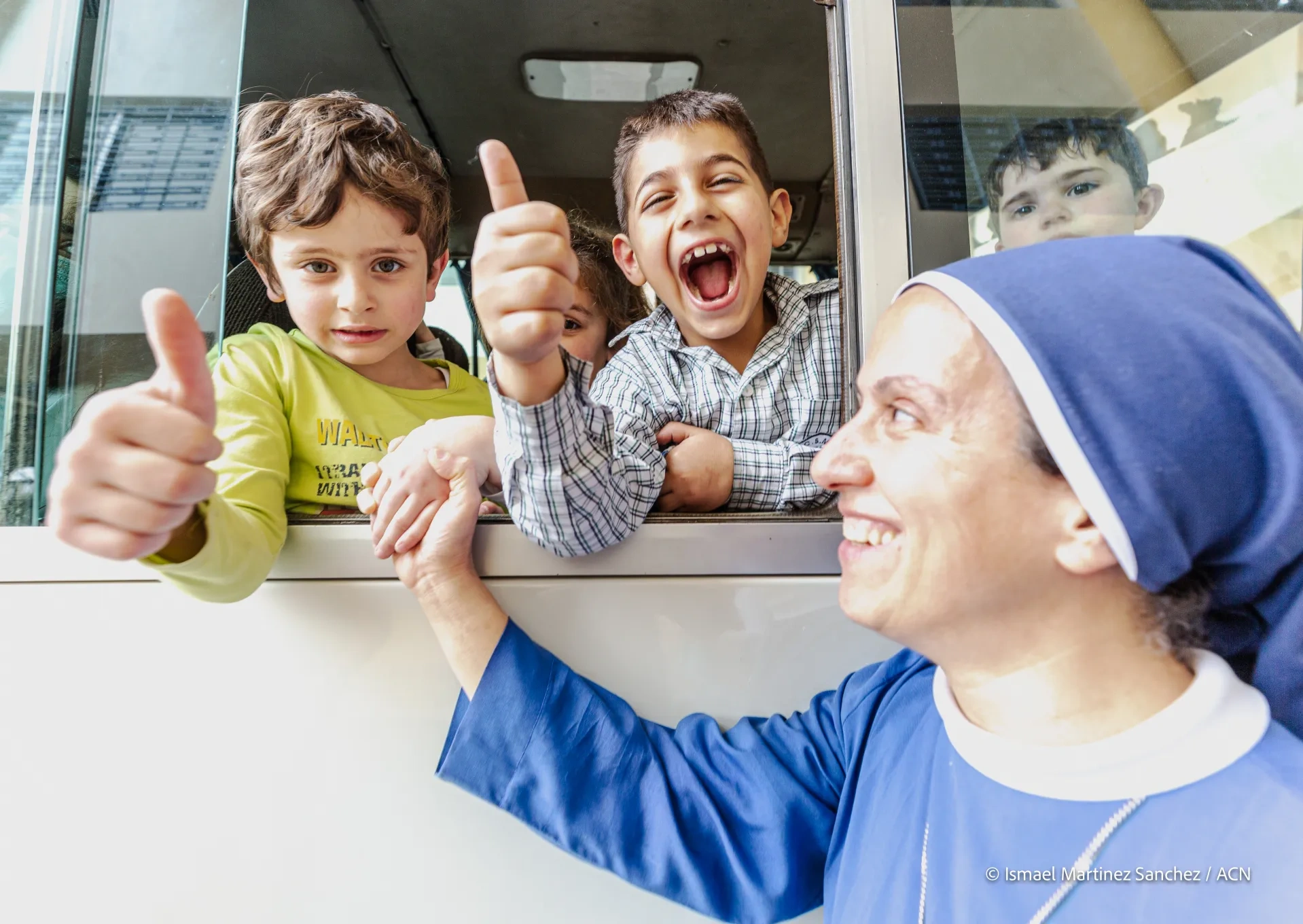 Happy children with a Sister