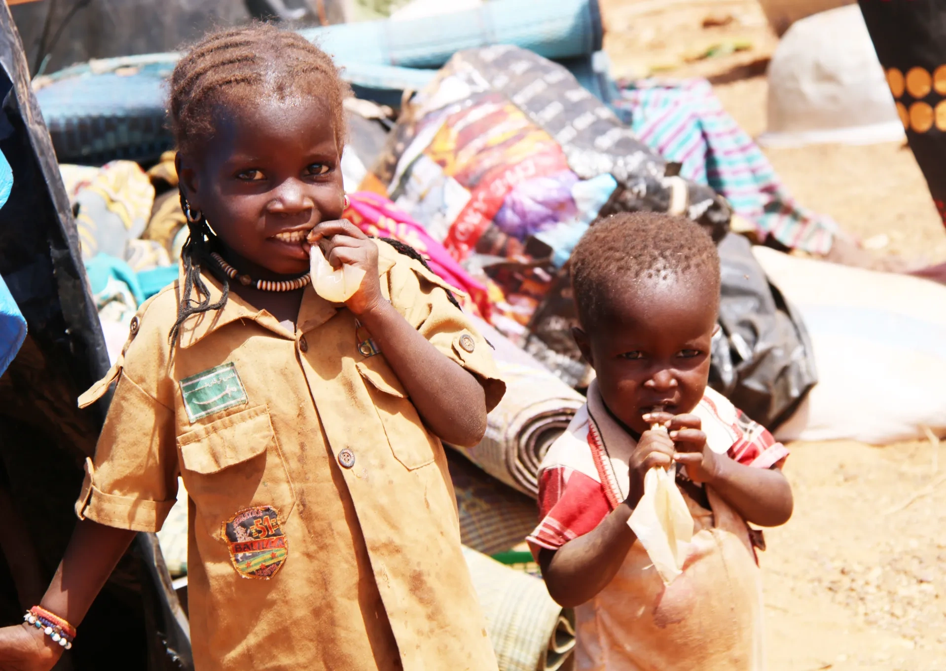 Two children from Burkina Faso in displacement camp
