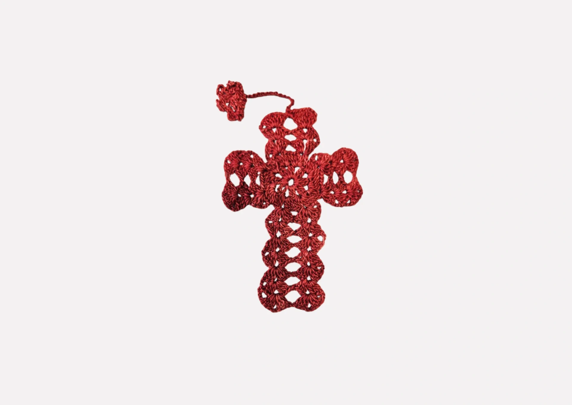 Syrian Red Crochet Cross Bookmark