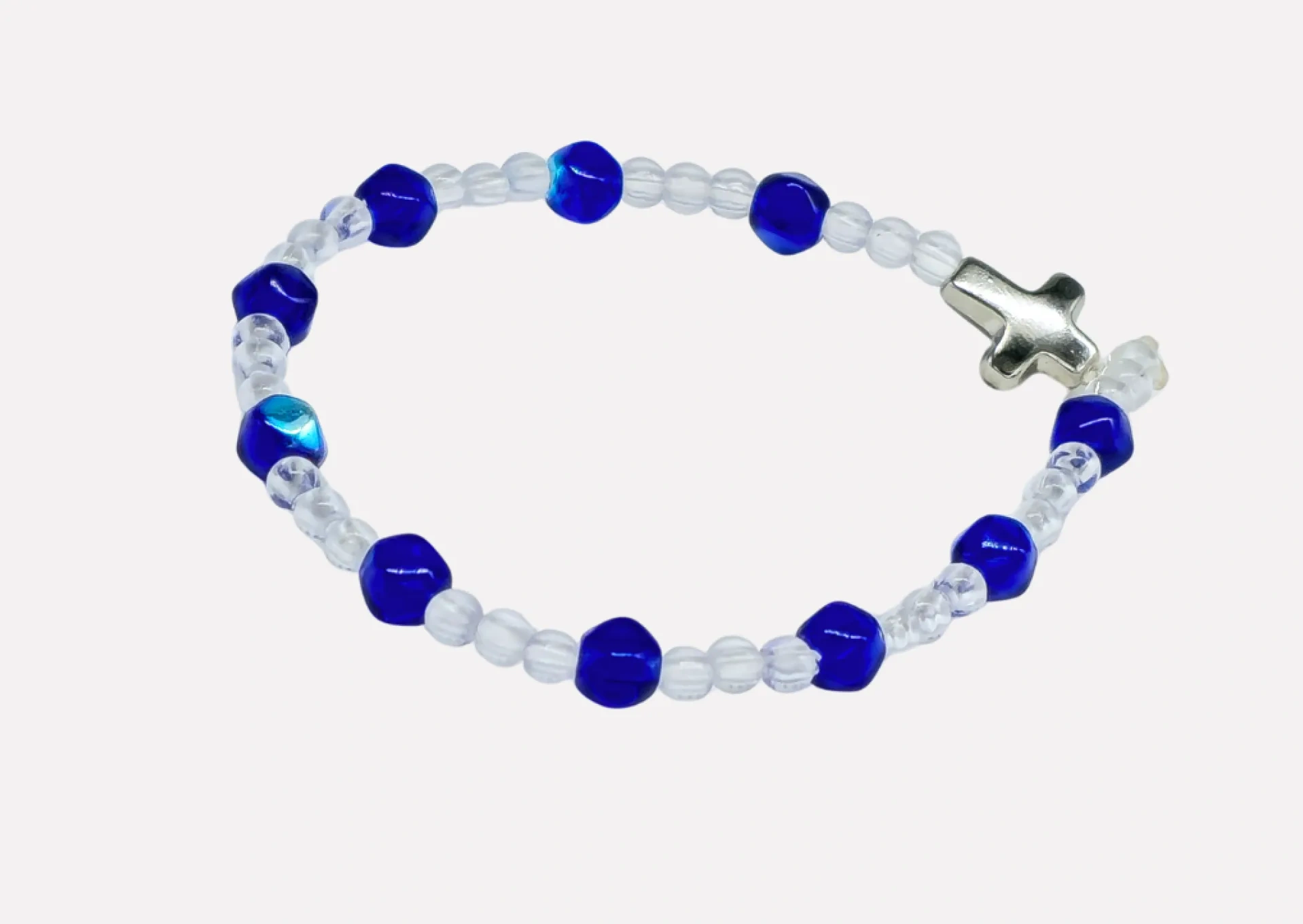 Blue and White Ethiopian Cross Bracelet