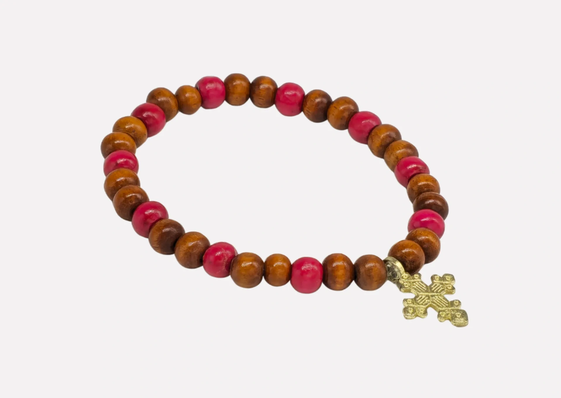 Ethiopian Red and Brown Crosss Bracelet