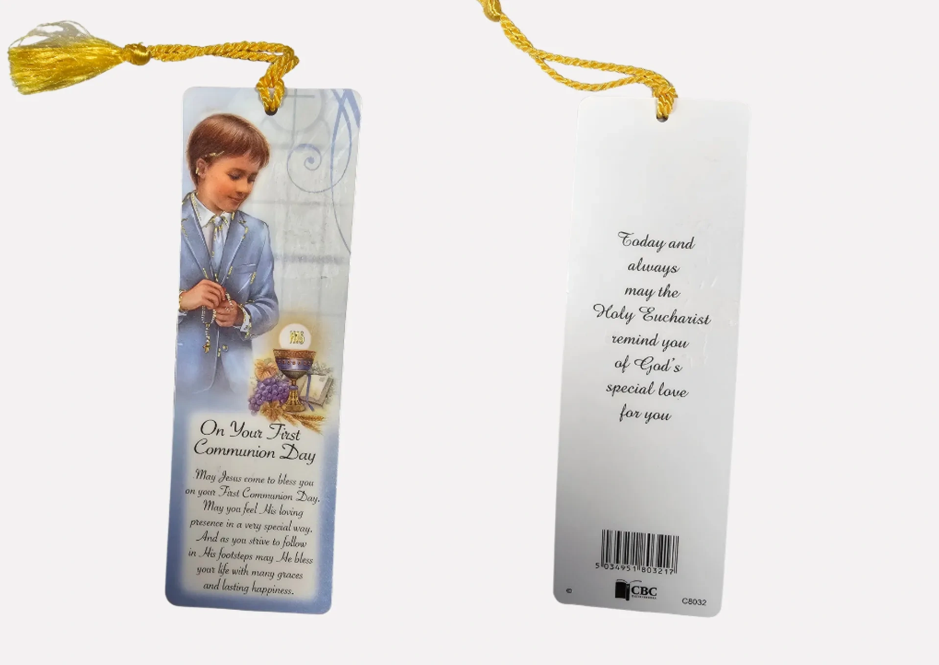Laminated First Holy Communion Bookmark For A Boy