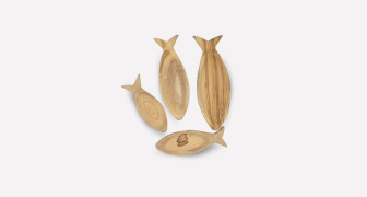Olive Wood Fish Bowl Set