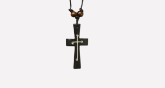 Black Cross Carved Pendant