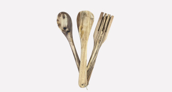 Set of three kitchen utensils made from local olive wood