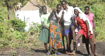 A group on refugees at a camp in Burkina Faso