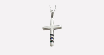 Silver Cross with Inlaid Paua Shell