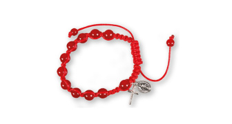 Red Macrame Rosary Bracelet