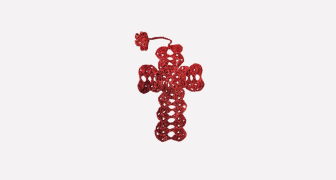 Syrian Red Crochet Cross Bookmark
