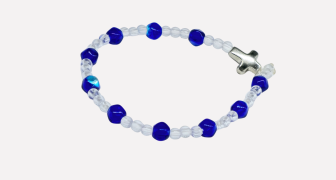 Blue and White Ethiopian Cross Bracelet