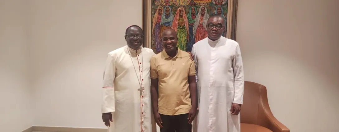 Bishop Matthew Kukah of Sokoto, Father Mikah Suleiman and Father Chike.
