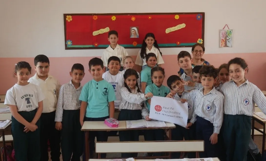 Pupils at the Antonine Sisters’ School in Debel, South Lebanon