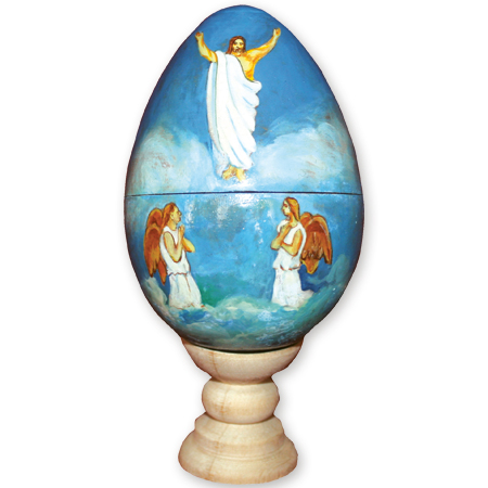 Resurrection with Angels - Armenian Hand-painted Egg and Stand
