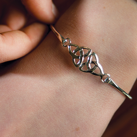 Silver Double Trinity Knot Bangle