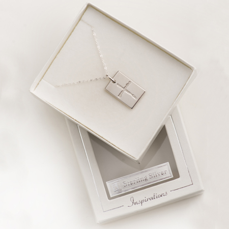 Sterling Silver Necklace engraved with cross