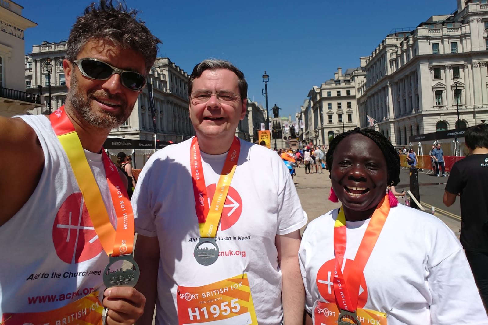 ACN supporters and 10K runners L-R Sebastian, Fr Dominic and Harriet (© Aid to the Church in Need)