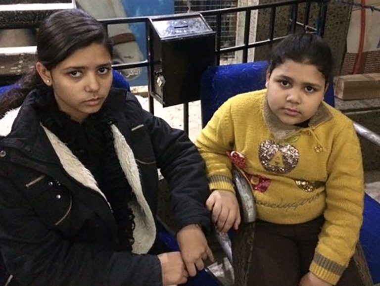 Hopeful: 13 year-old Nesma Wael (left) and her younger sister Karen.