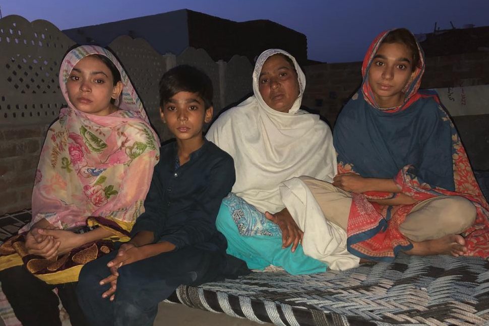 The mother and siblings of the kidnapped girl, Maira Shahbaz.