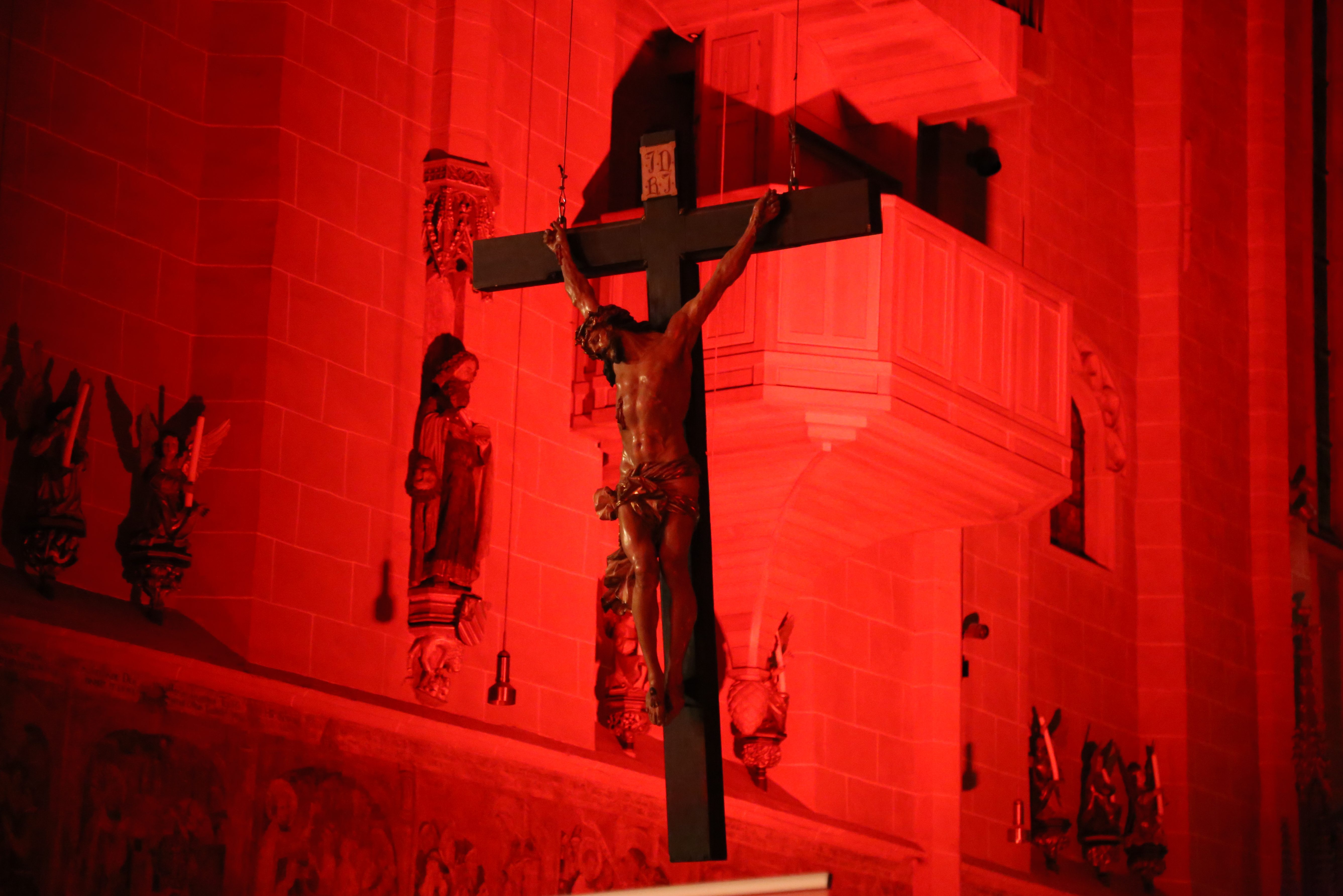 Red-lighted Cross at the