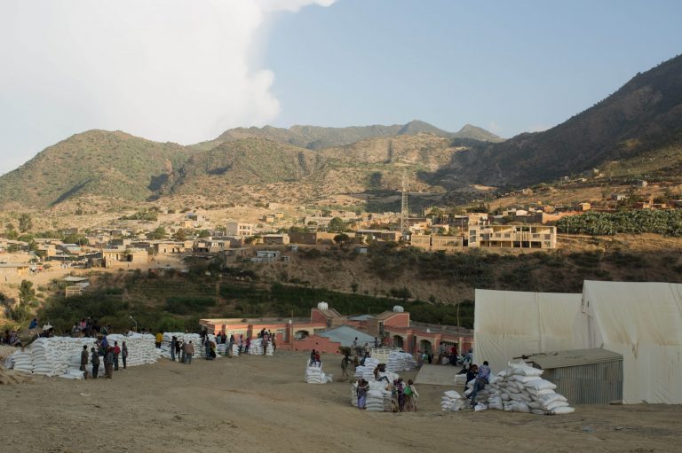 Archive image of a food distribution camp near Alitena, Tigray