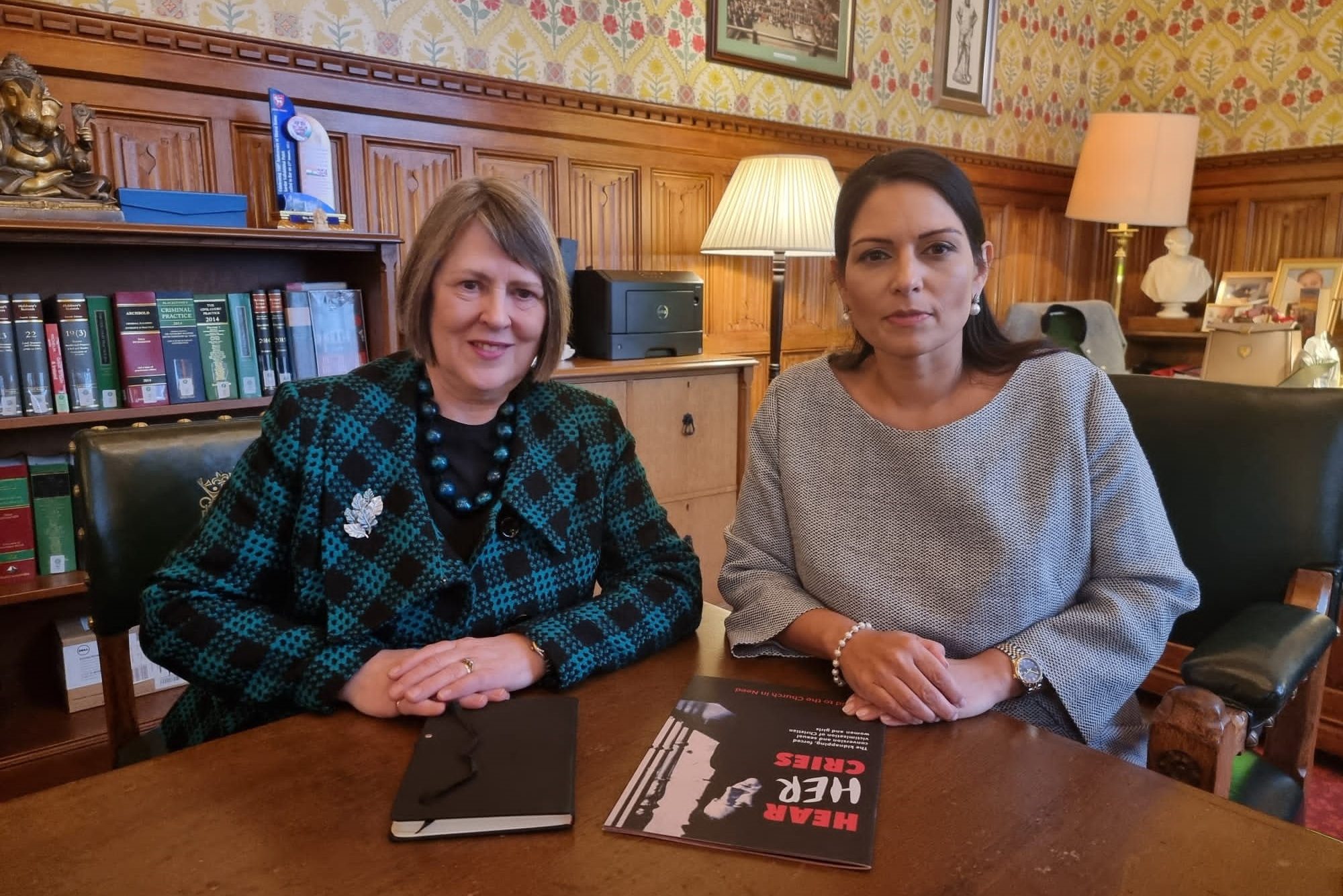 Fiona Bruce MP, the UK Prime Minister’s special envoy for freedom of religion or belief (left), and UK home secretary Rt Hon Priti Patel MP (Image © Fiona Bruce MP).
