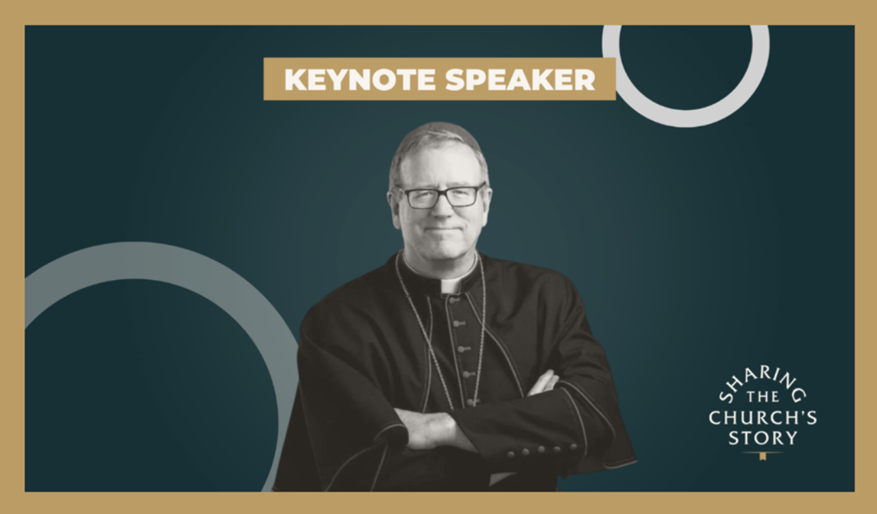 Image of Bishop Robert Barron Keynote Speaker who has been invited to speak about religion at the headquarters of Facebook, Google, and Amazon. He has spoken at many conferences and events all over the world, including the 2016 World Youth Day in Kraków and the 2015 World Meeting of Families in Philadelphia. © sharingthechurchsstory.com