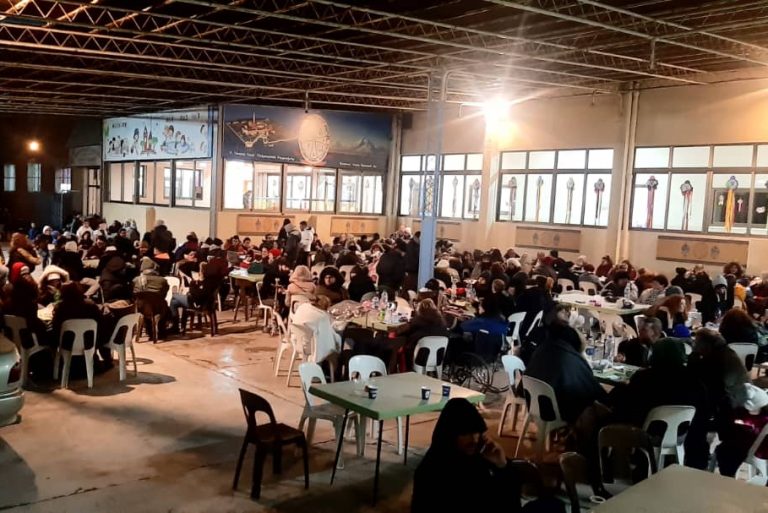 People taking shelter in the Mekhitarist School in Aleppo after the earthquake.
