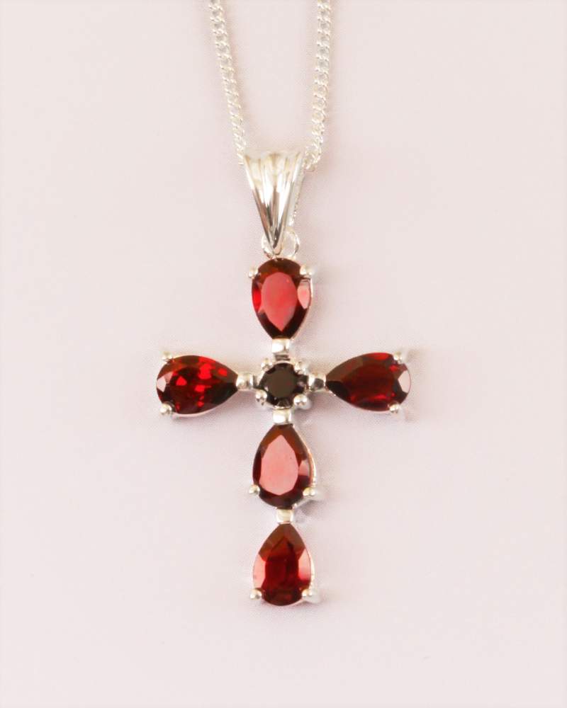 Garnet clearance cross necklace