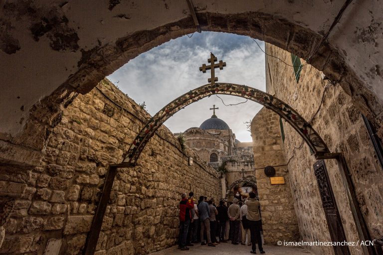 Entrance of the Coptic monastery on the Via Dolorosa in Jerusalem.