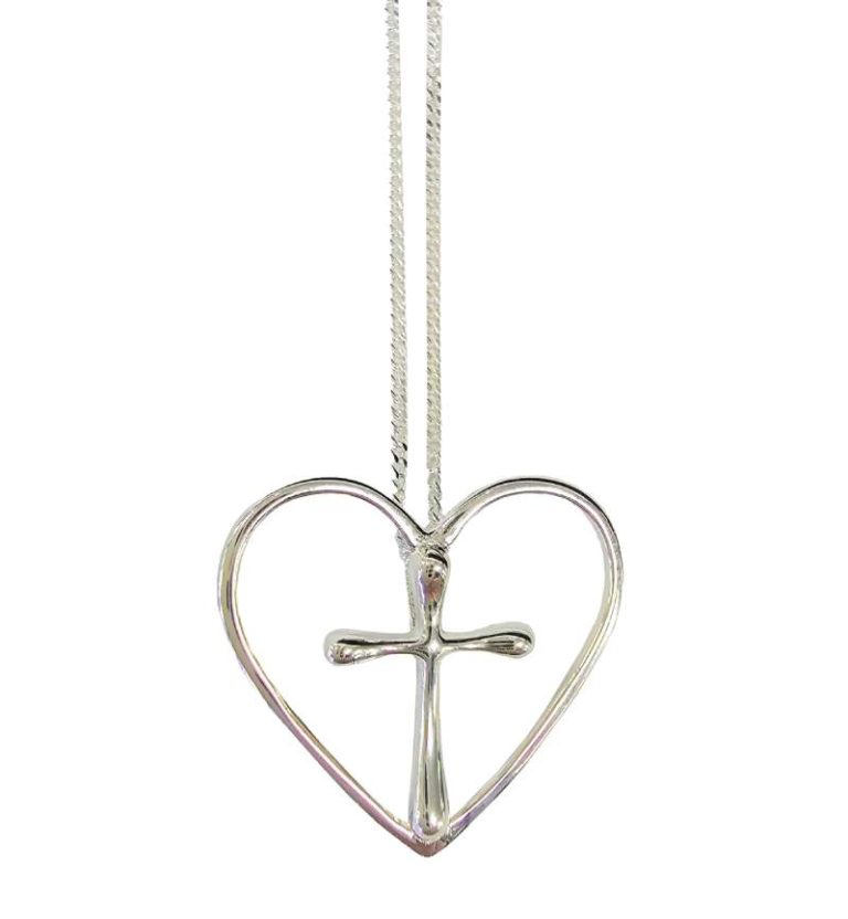 Diamond Heart Necklace Cross Genuine Diamond 925 Sterling Silver –  www.allpatronsaints.com