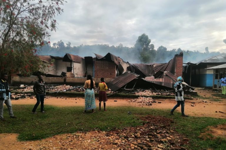The hospital in Maboya, Uganda after an attack by armed militants.