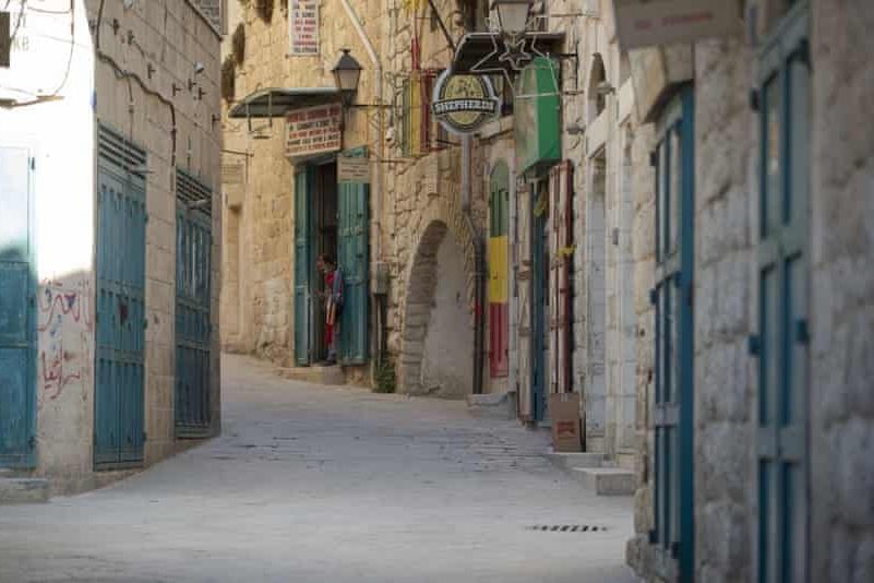 Shops closed and shuttered in Bethlehem.