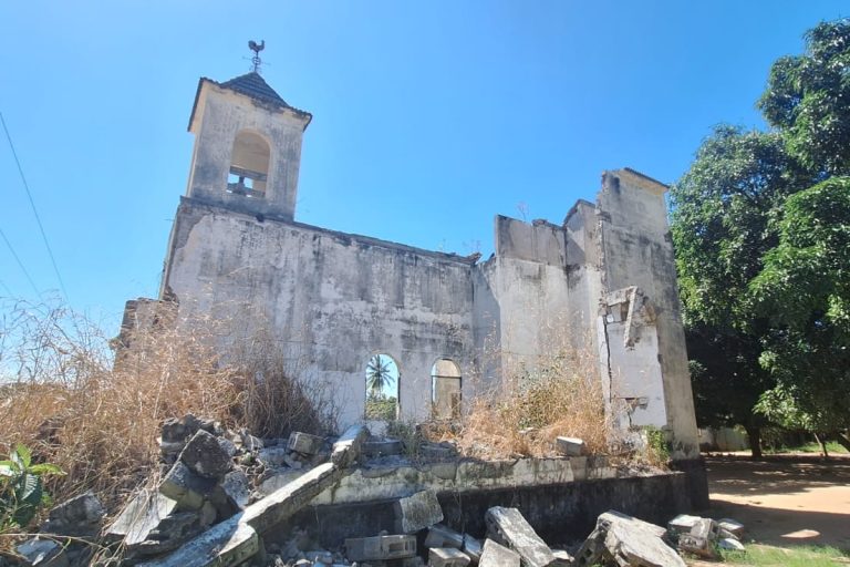 The ruins of the Church of the Immaculate Conception in Mocímboa da Praia, Mozambique.