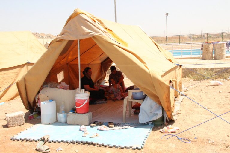 A tent in a displacement camp for Christians in Ankawa, Kurdistan.