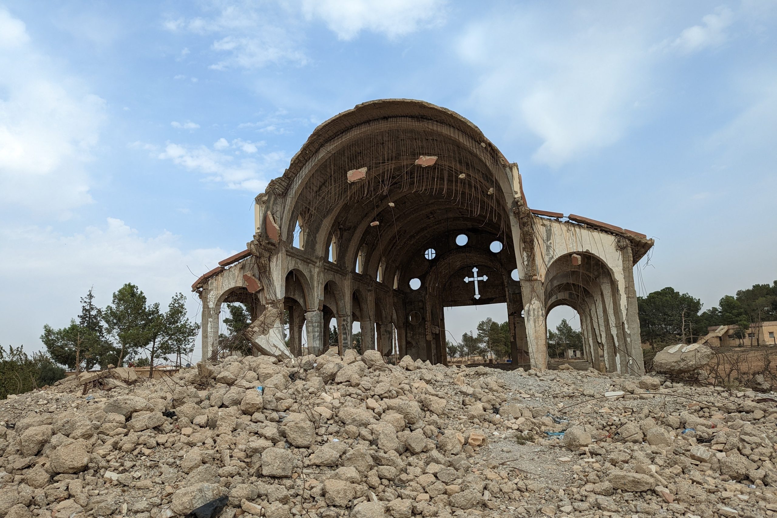 The destroyed Assyrian Church of Tal Tamr, Syria.