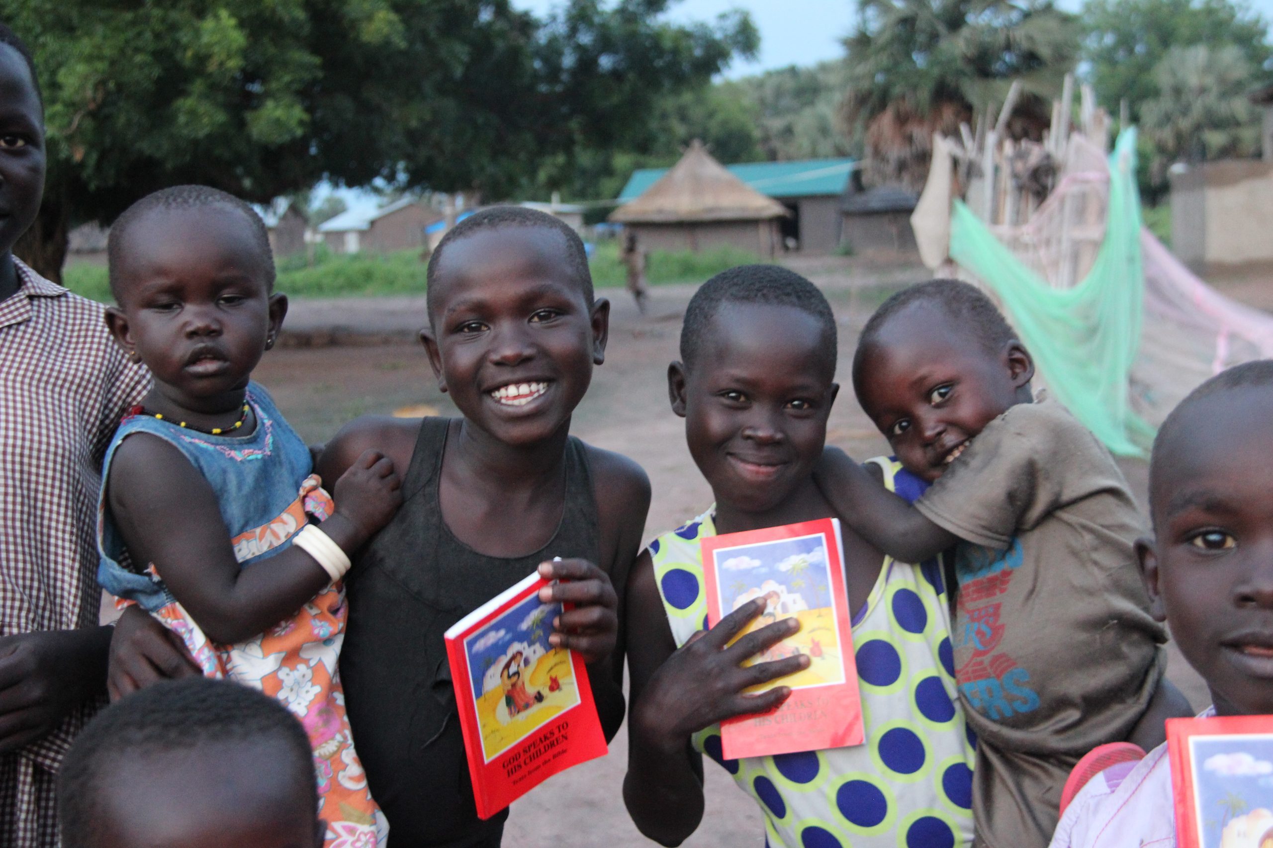 Young people in South Sudan with copies of the Child's Bible.