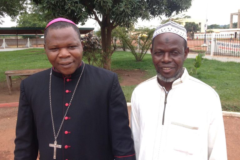 Cardinal Dieudonné Nzapalainga and the late Imam Oumar Kobine Layama, during an inter-faith meeting in 2014.