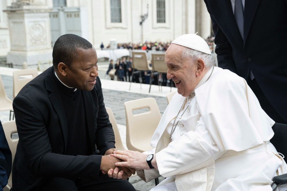Pope Francis meeting Boko Haram victims (© Vatican Media).