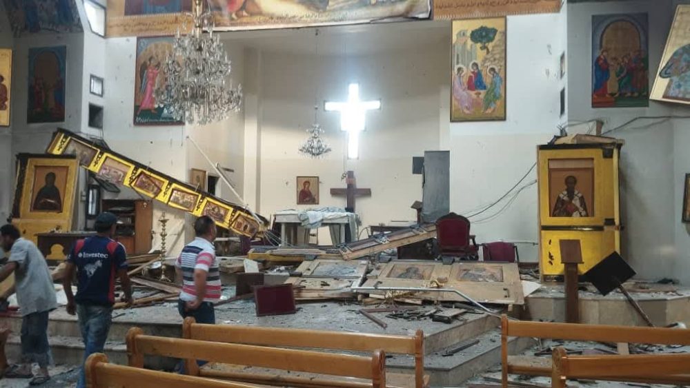Aftermath of the deadly attack on St Elias Church in Damascus.