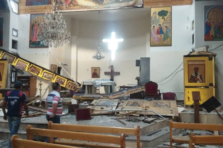 Aftermath of the deadly attack on St Elias Church in Damascus.