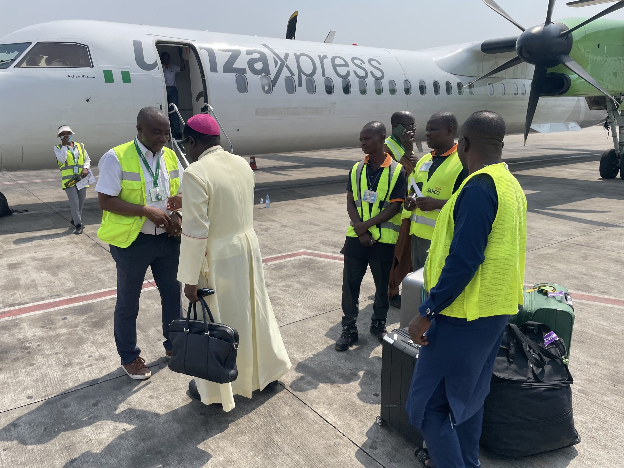 Boarding a flight in Nigeria